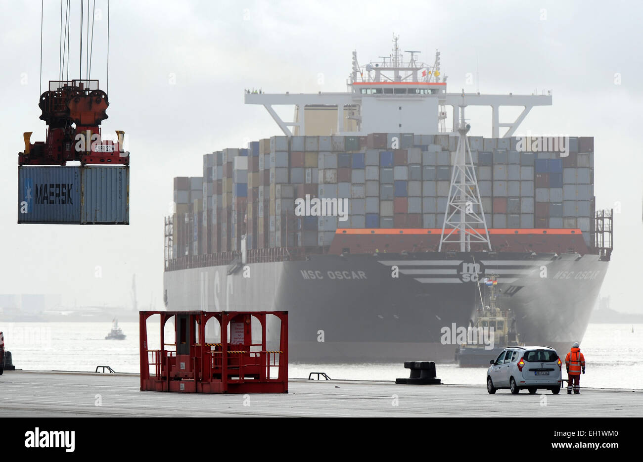 Bremerhaven, Germany. 05th Mar, 2015. The container ship with the