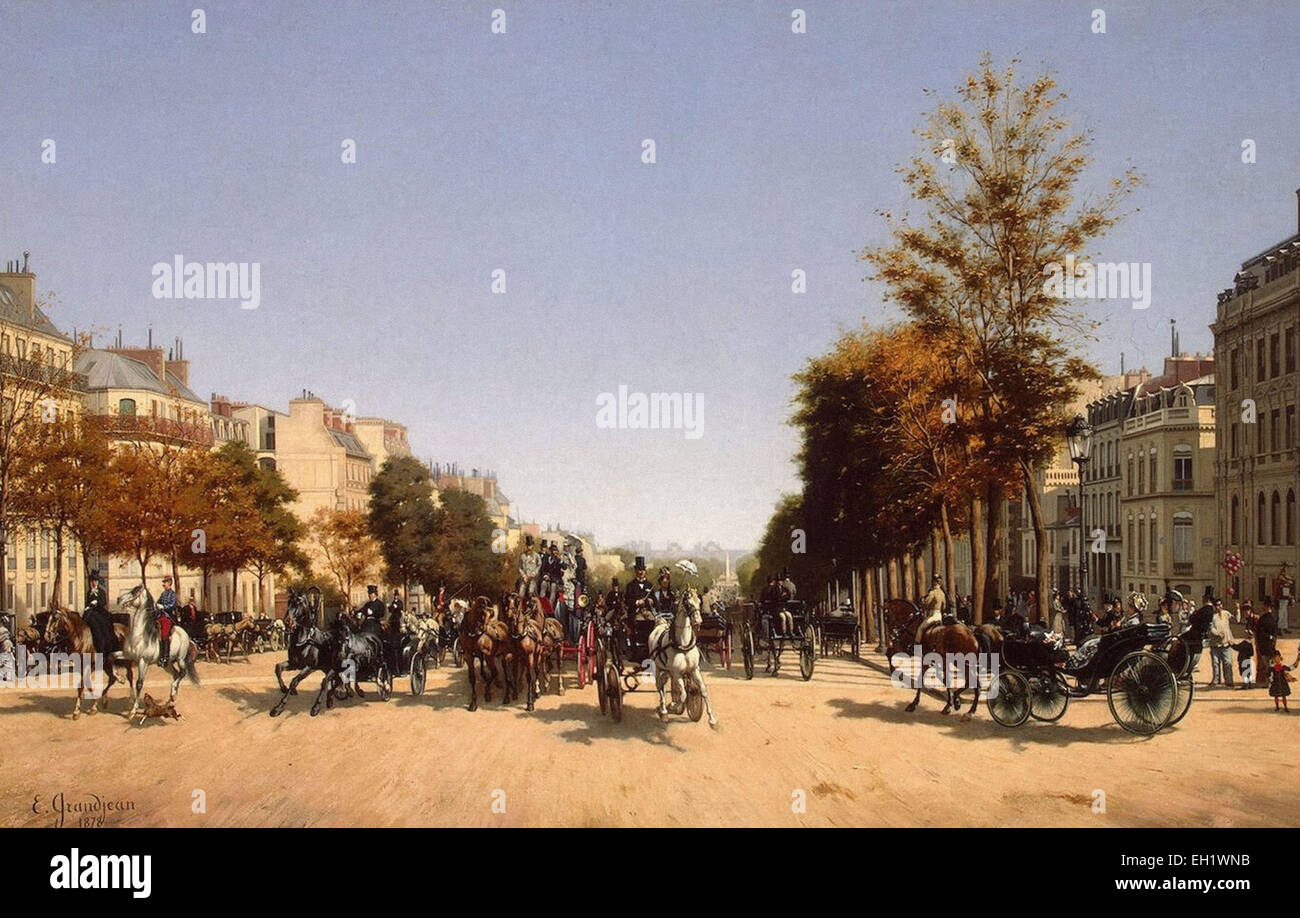 Edmond Georges Grandjean  View of the Champs-Elysees from the Place de L’Etoile in Paris Stock Photo