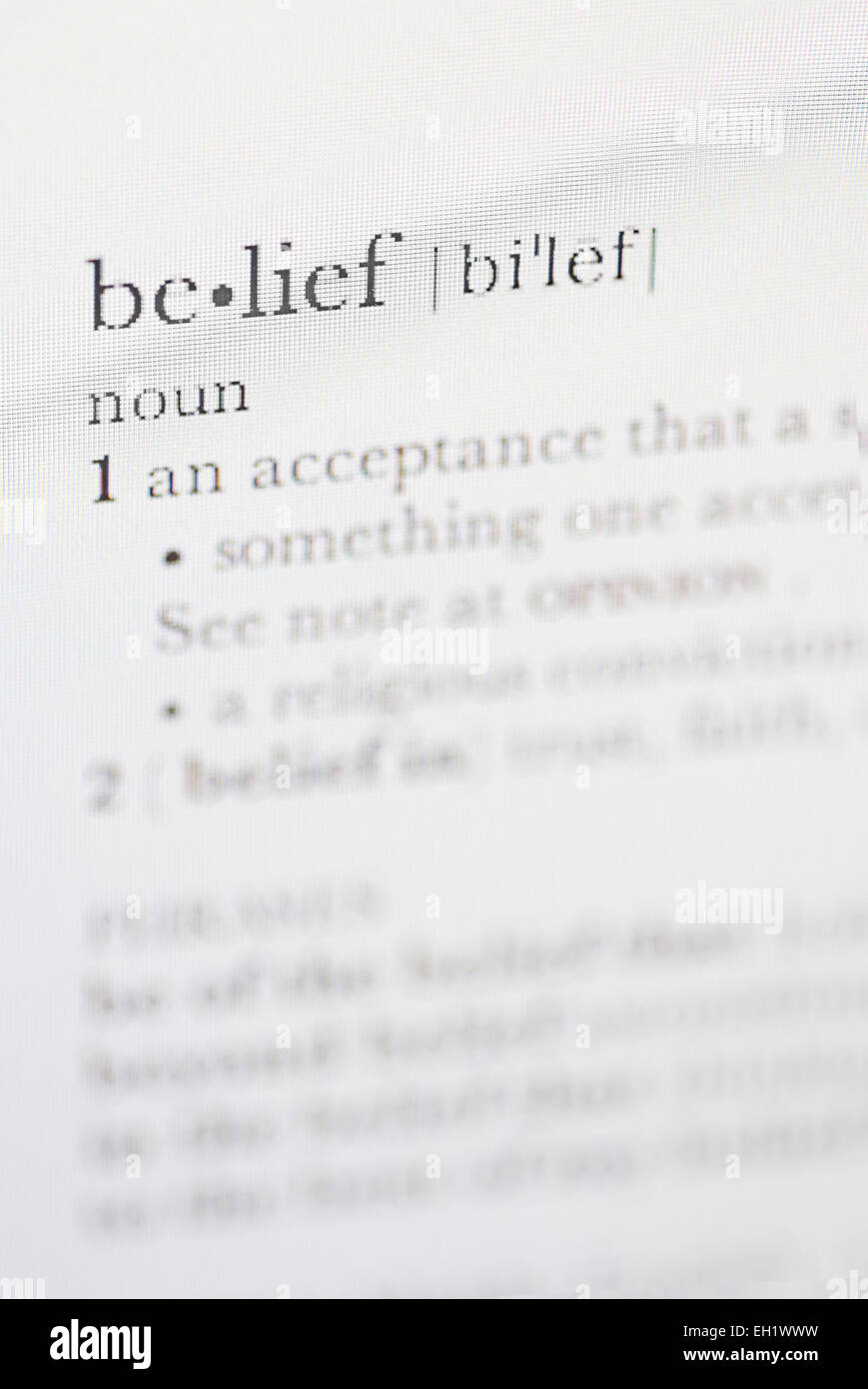 definition of the word belief from a dictionary Stock Photo Alamy