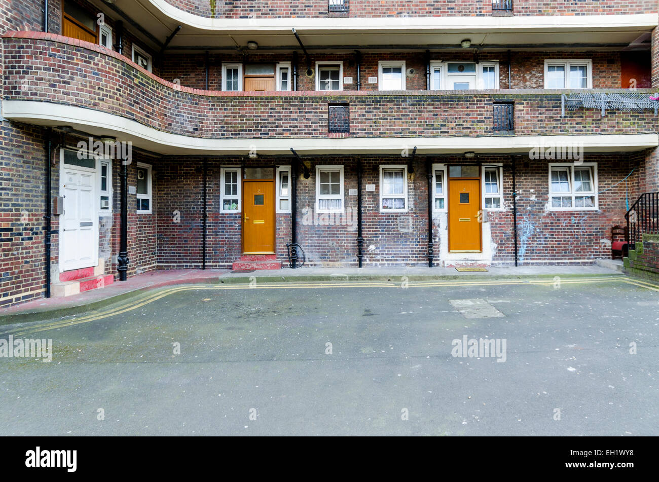 Social housing on Quaker Street in the Shoreditch area of East London Stock Photo