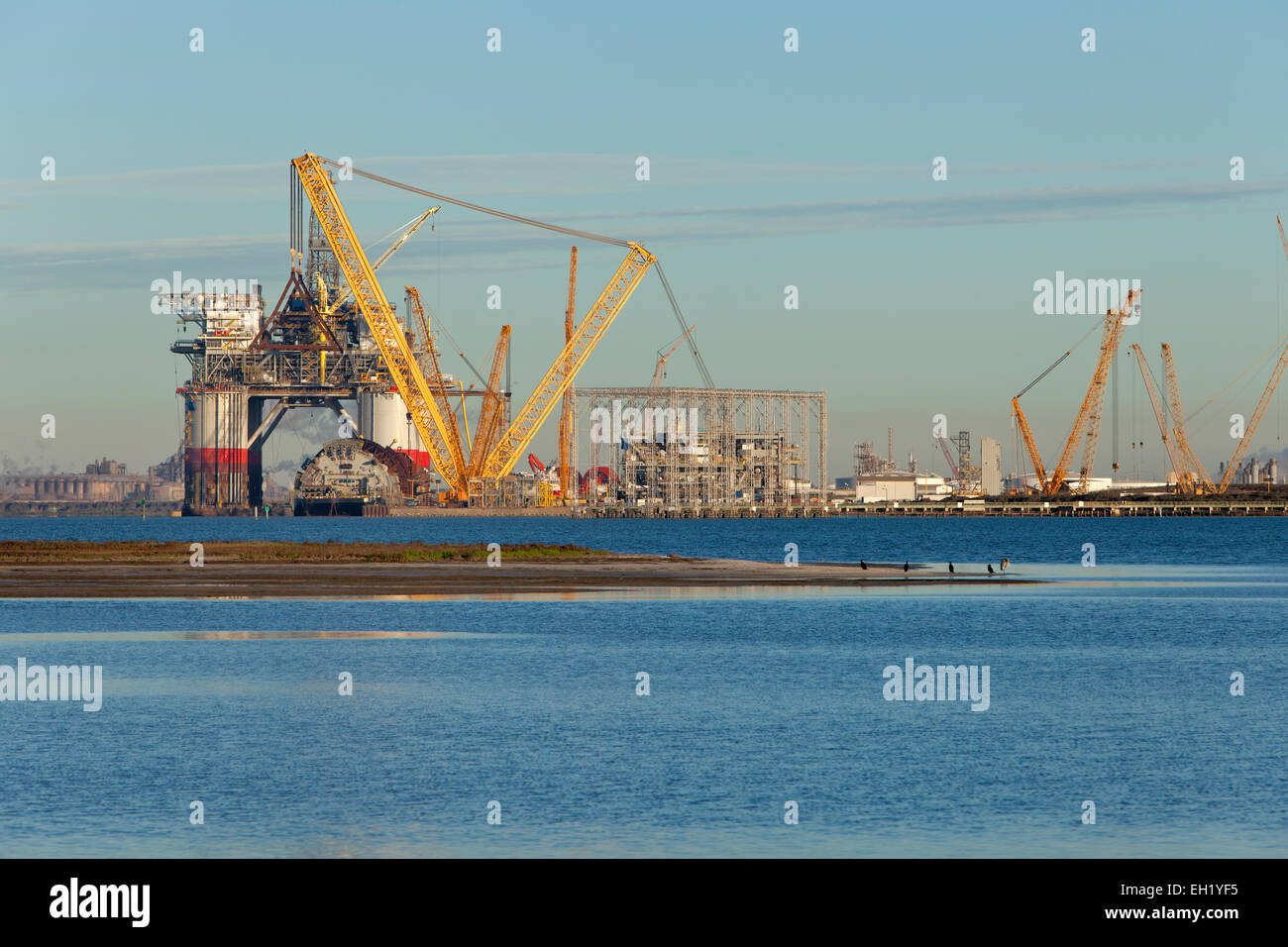 Construction of 'Big Foot' deepwater oil & gas platform nearing completion. Stock Photo