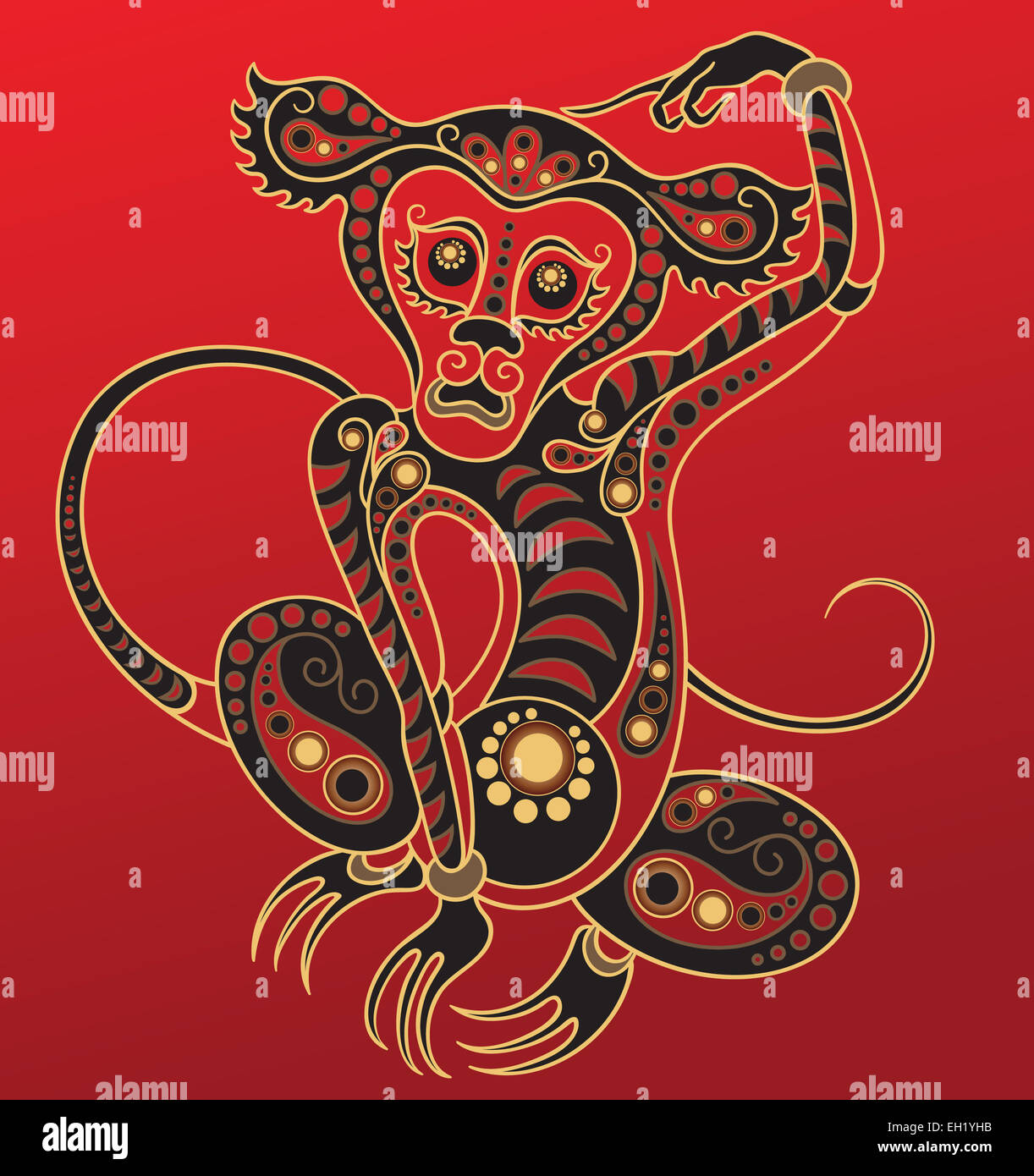 Chinese horoscope. Year of the monkey Stock Photo