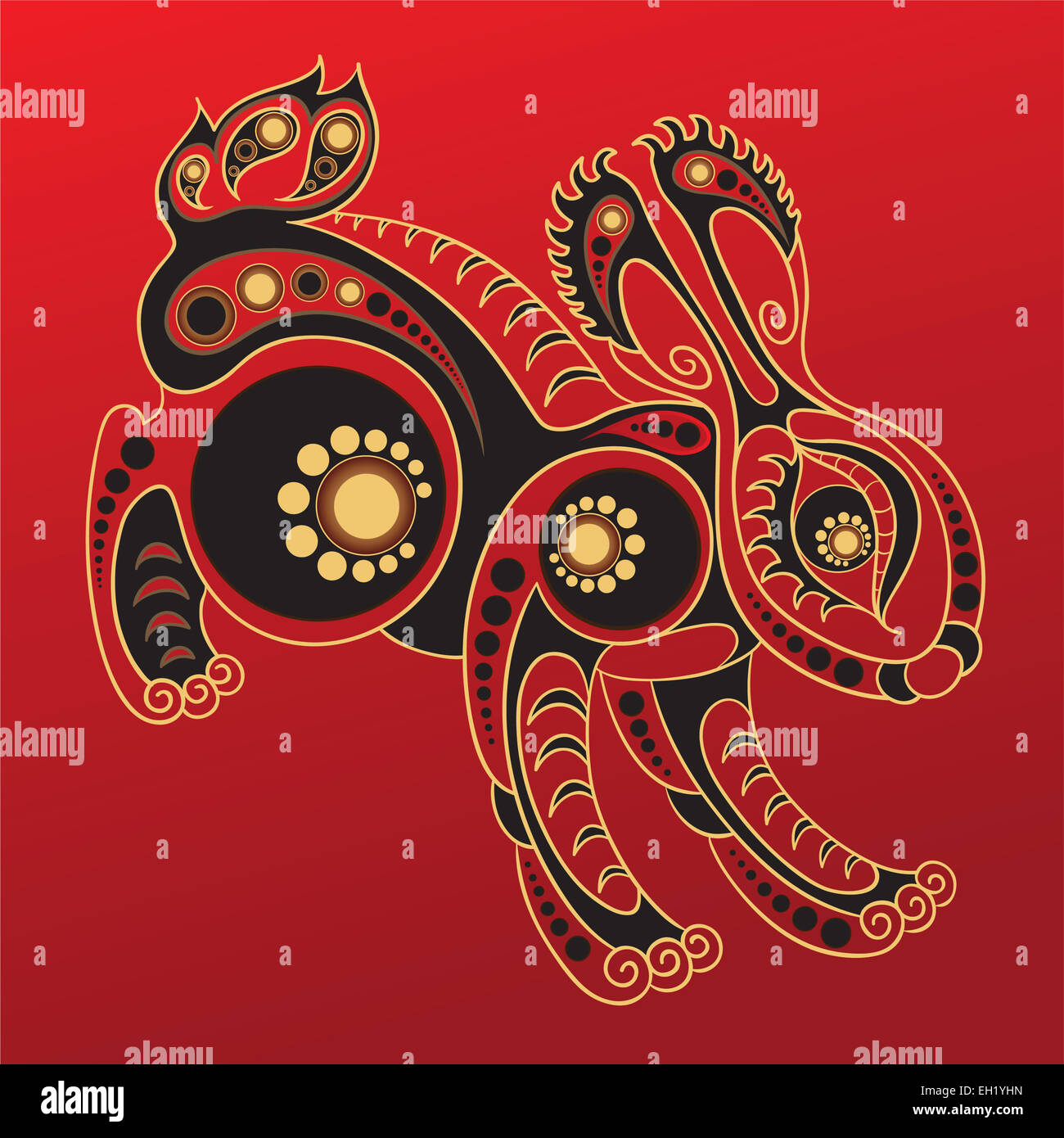 Chinese new year 2023 year of rabbit or bunny on red Chinese pattern with  hand fan background. Holiday of Asian and traditional culture concept. 3D  il Stock Photo - Alamy