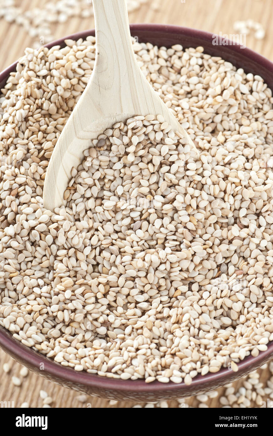 Sesame seeds in a bowl. Stock Photo