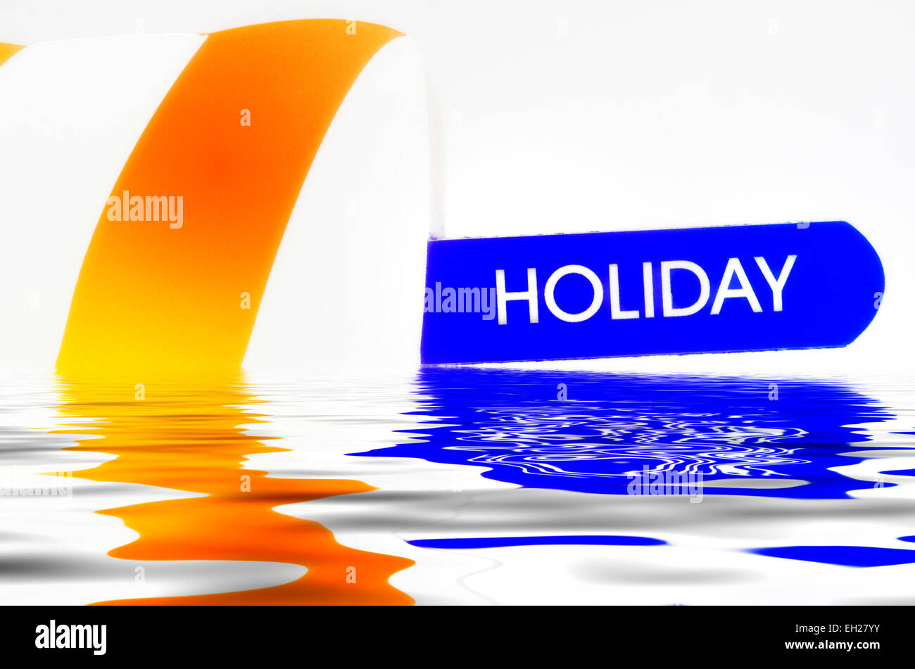 Holiday concept text reflected in a digitally created pool of water Stock Photo