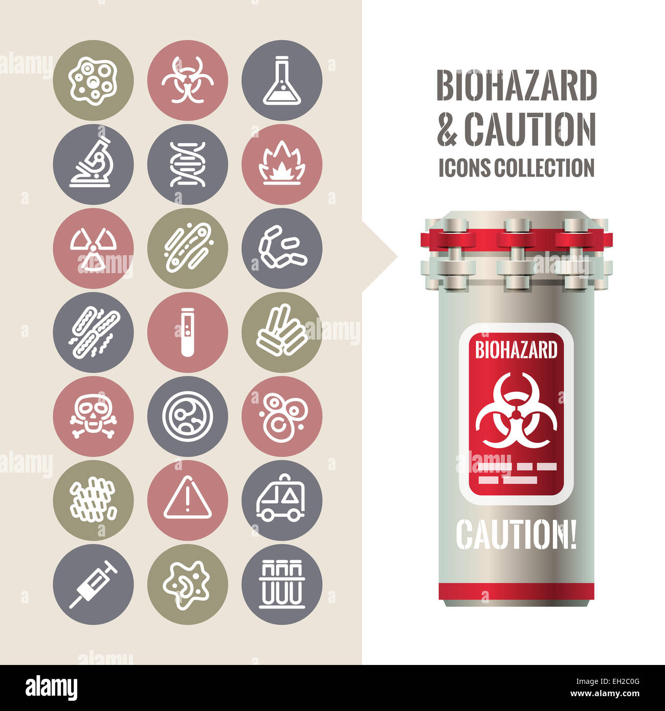 Biohazard and Caution Icons Collection Stock Photo