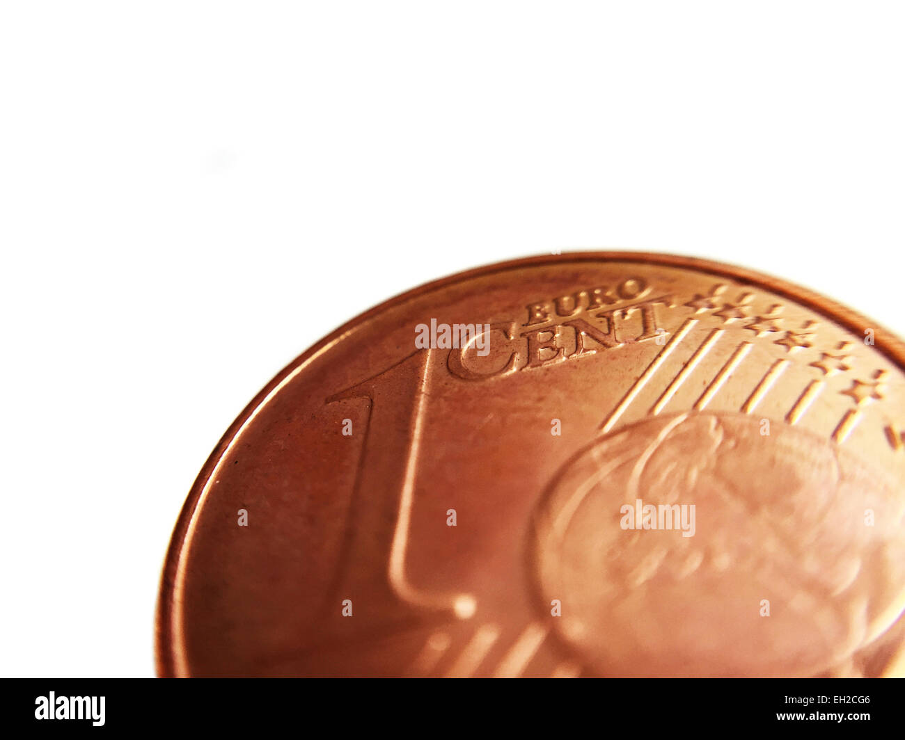 Euro cent detail. All on white background Stock Photo