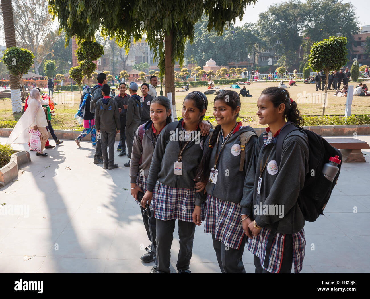 Indian schoolgirls visiting Jallianwala Bagh, Amritsar Stock Photo