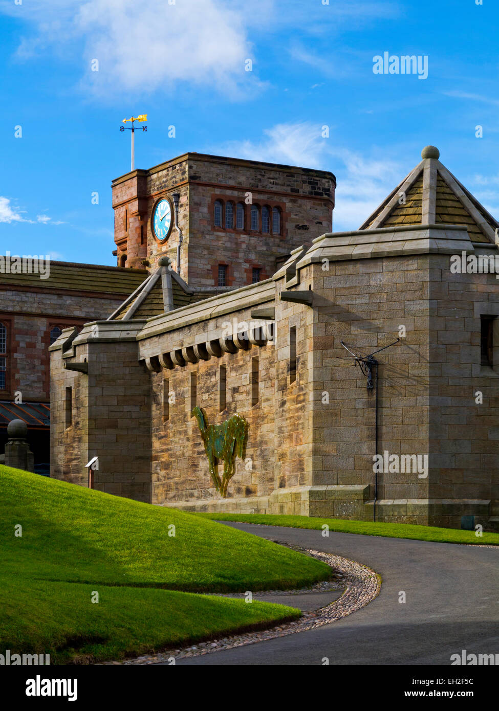 The Clock Tower in the inner courtyard of Bamburgh Castle home of the