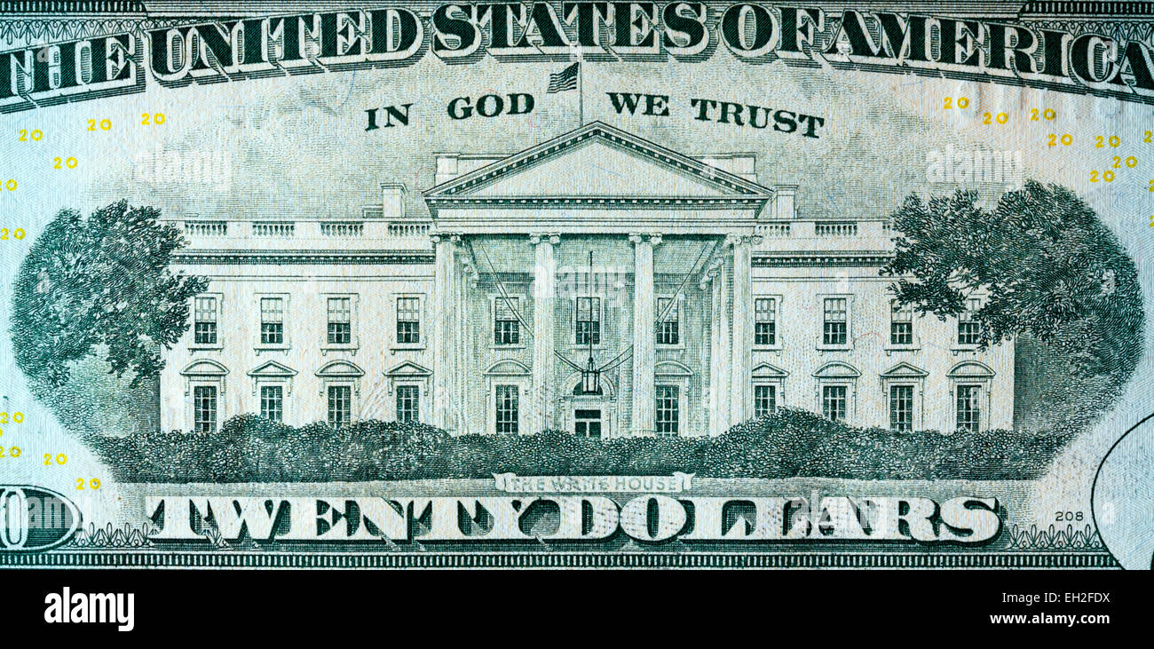 The White House from 20 dollars banknote, USA, 2009 Stock Photo