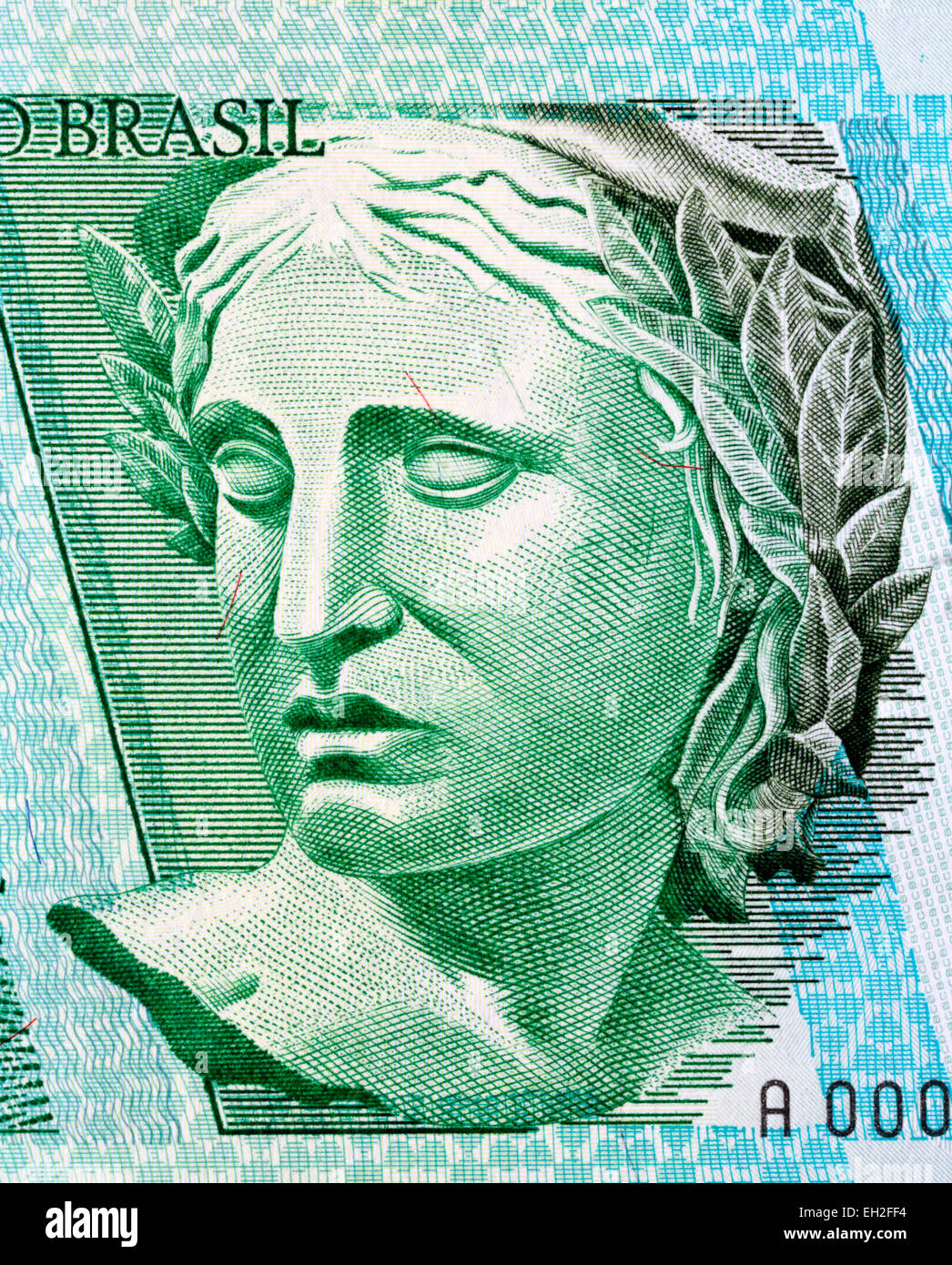 Sculpture of Republic, 1 real banknote, Brazil, 1997 Stock Photo