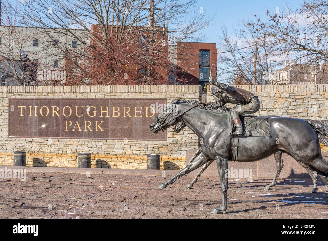Horse racing sculptures at Thoroughbred Park in Lexington Kentucky USA Stock Photo Alamy