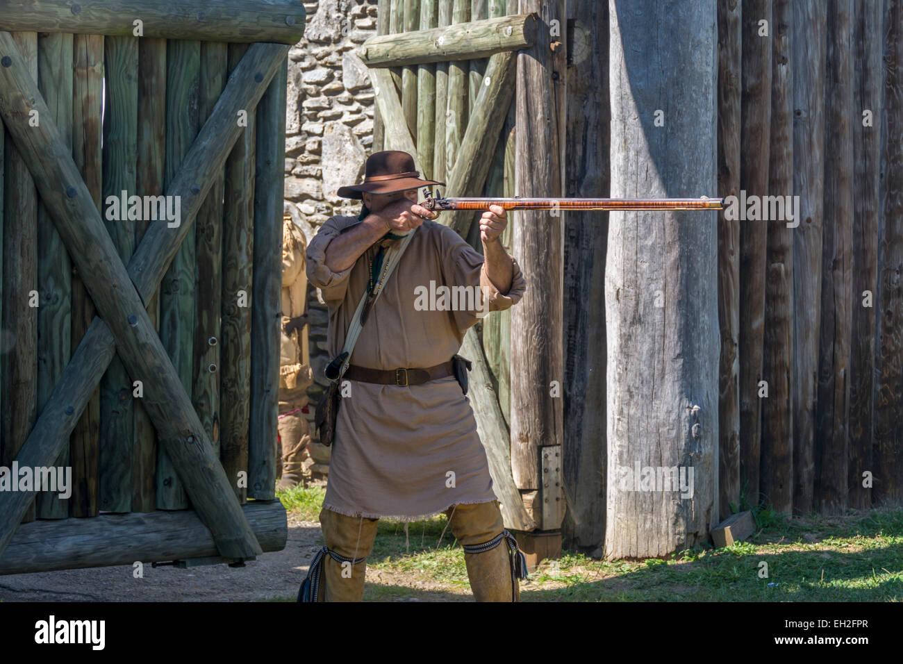 Reenactment of the 1778 Siege of Fort Boonesborough Kentucky. Stock Photo