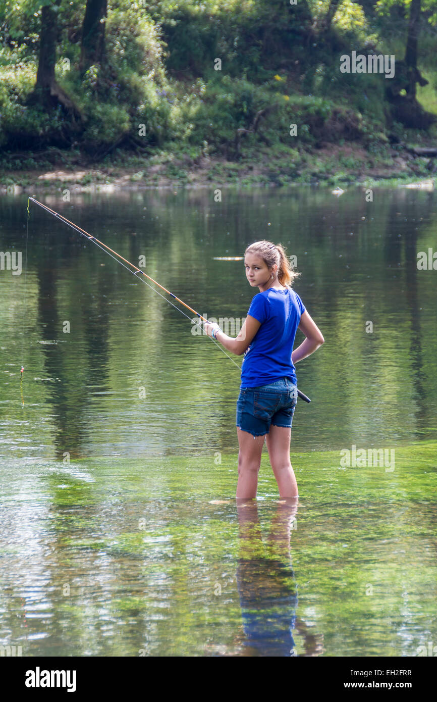 Girl fishing pole young hi-res stock photography and images - Page