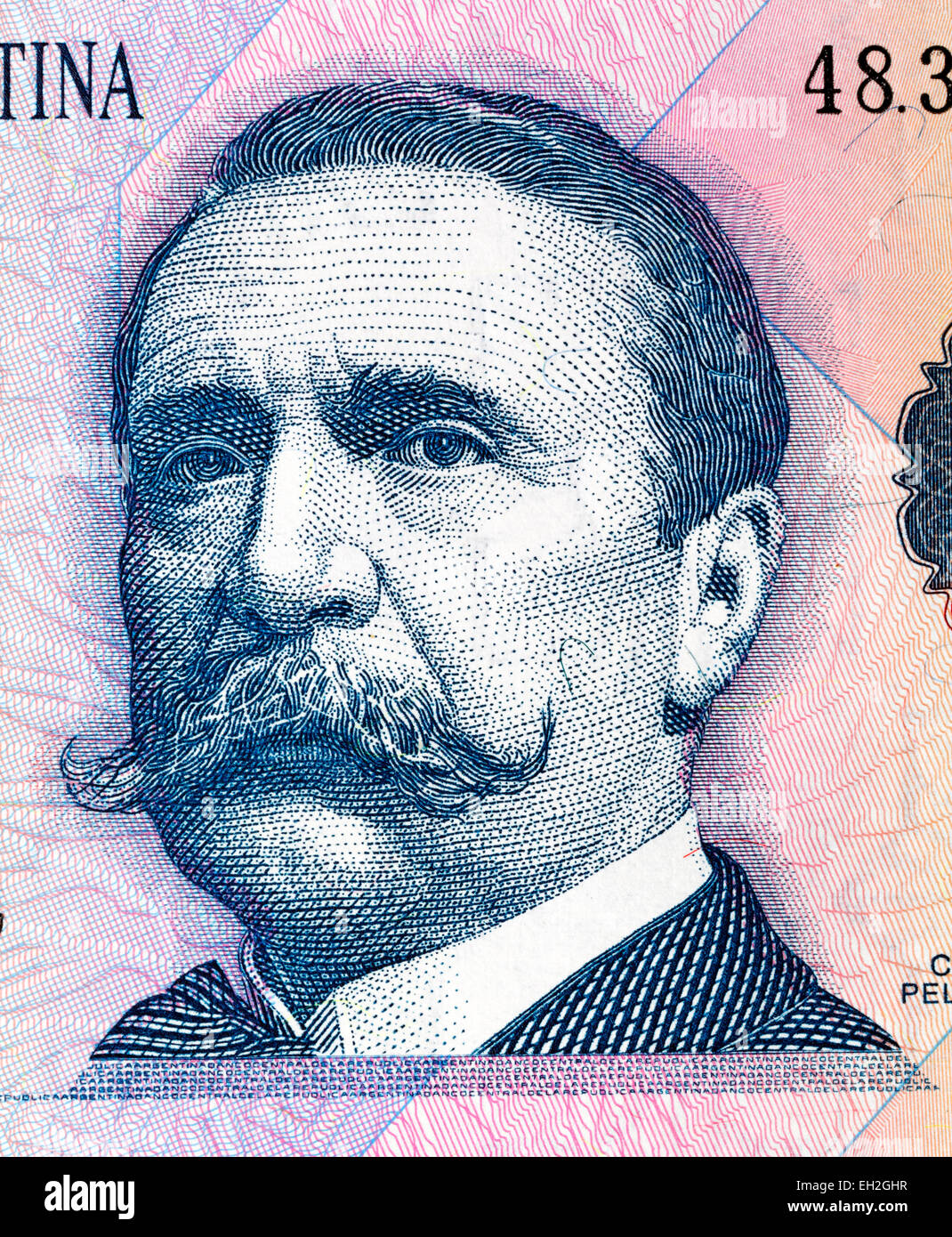 Carlos Pellegrini from 1 peso banknote, Argentina, 1992 Stock Photo