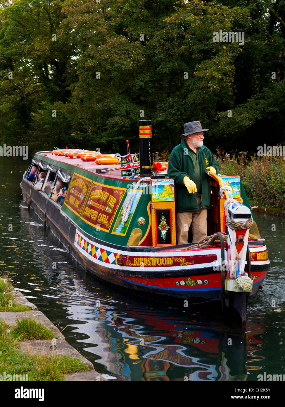 Canal Boat or narrow boat Birdswood on a pleasure ride run by the Friends of Cromford Canal in Cromford Derbyshire England UK Stock Photo