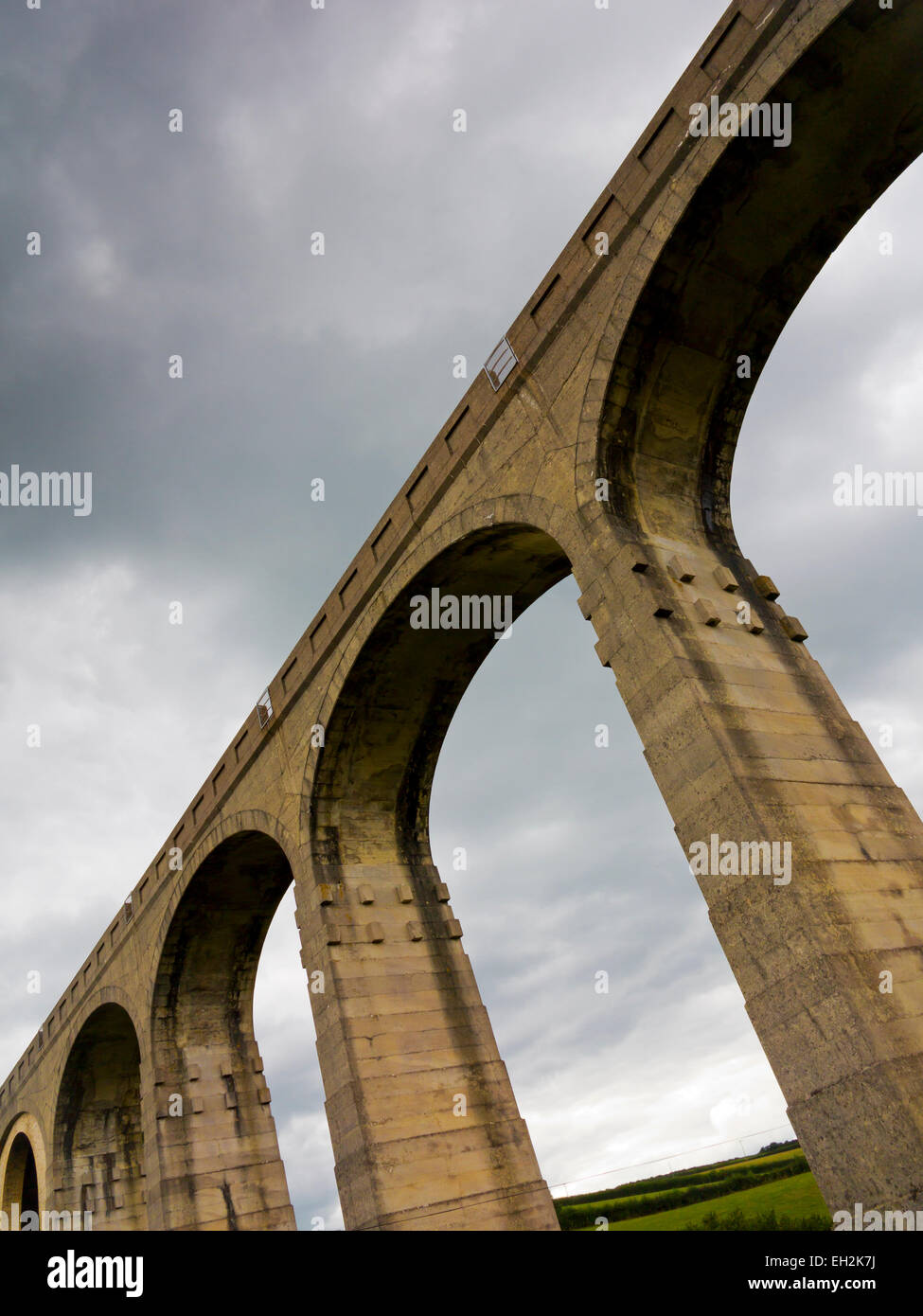 Cannington Viaduct near Uplyme opened 1903 on the Axminster to Lyme Regis railway branch line showing close up detail of arches Stock Photo