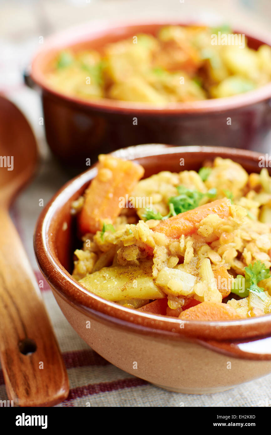 Curried Vegetable with Lentil Stew Stock Photo