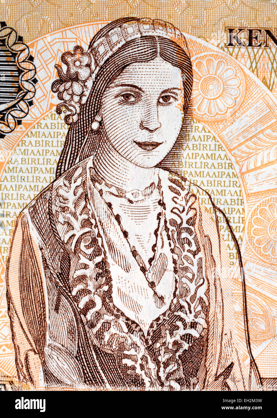 Cypriot girl from 1 pound banknote, Cyprus, 2004 Stock Photo