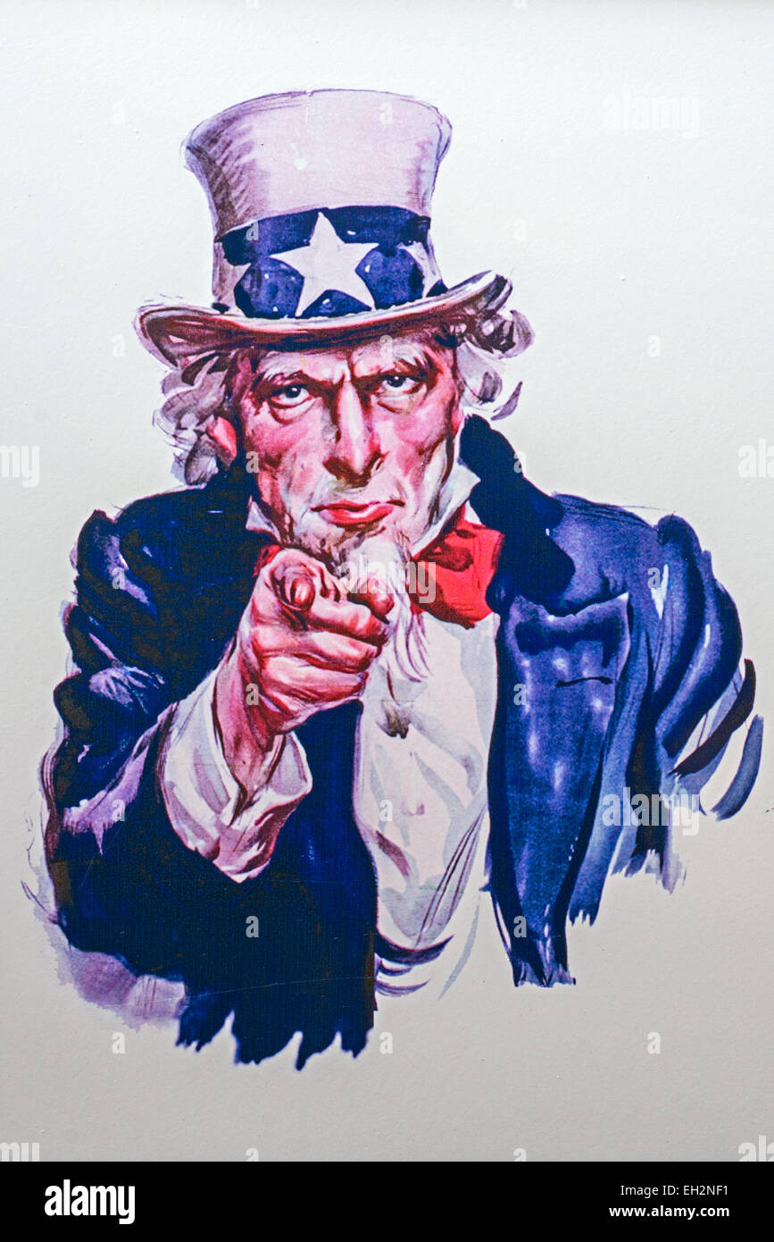Iconic painting of Uncle Sam on the side of a van. Stock Photo