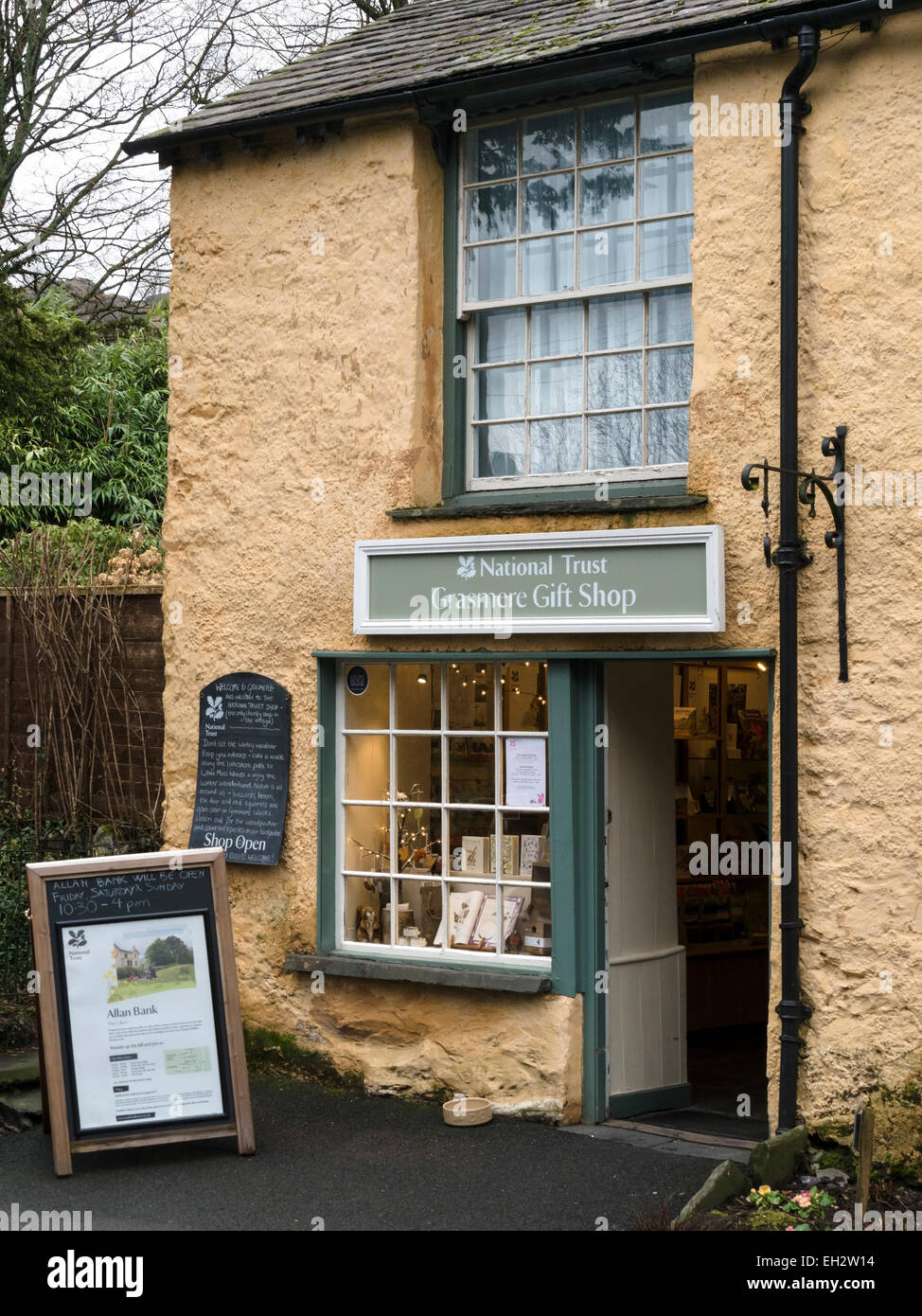 Old traditional National Trust Gift shop in Grasmere, Lake District, Cumbria,England, UK Stock Photo