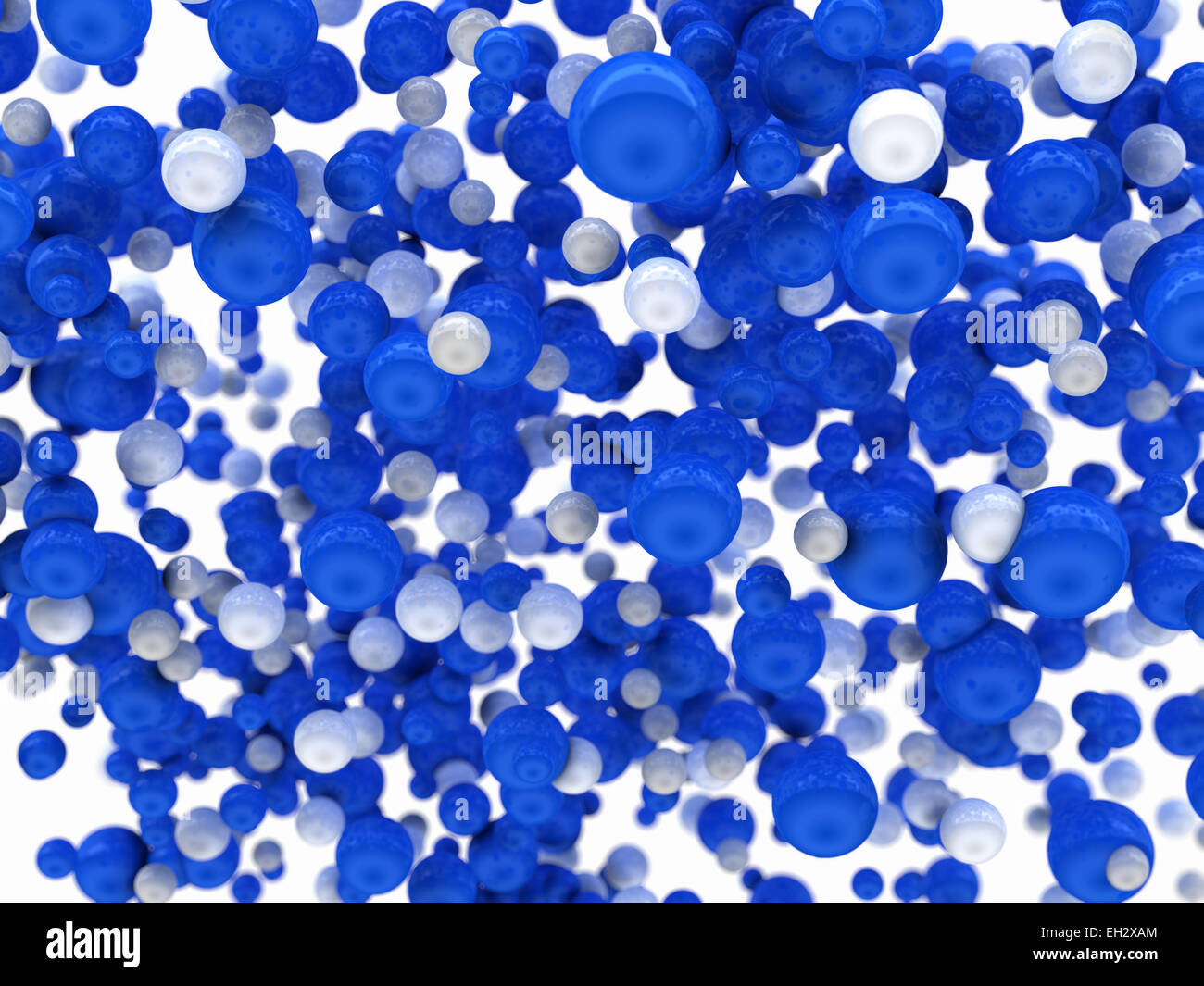 Abstract blue and white balls over white background (shallow DOF Stock