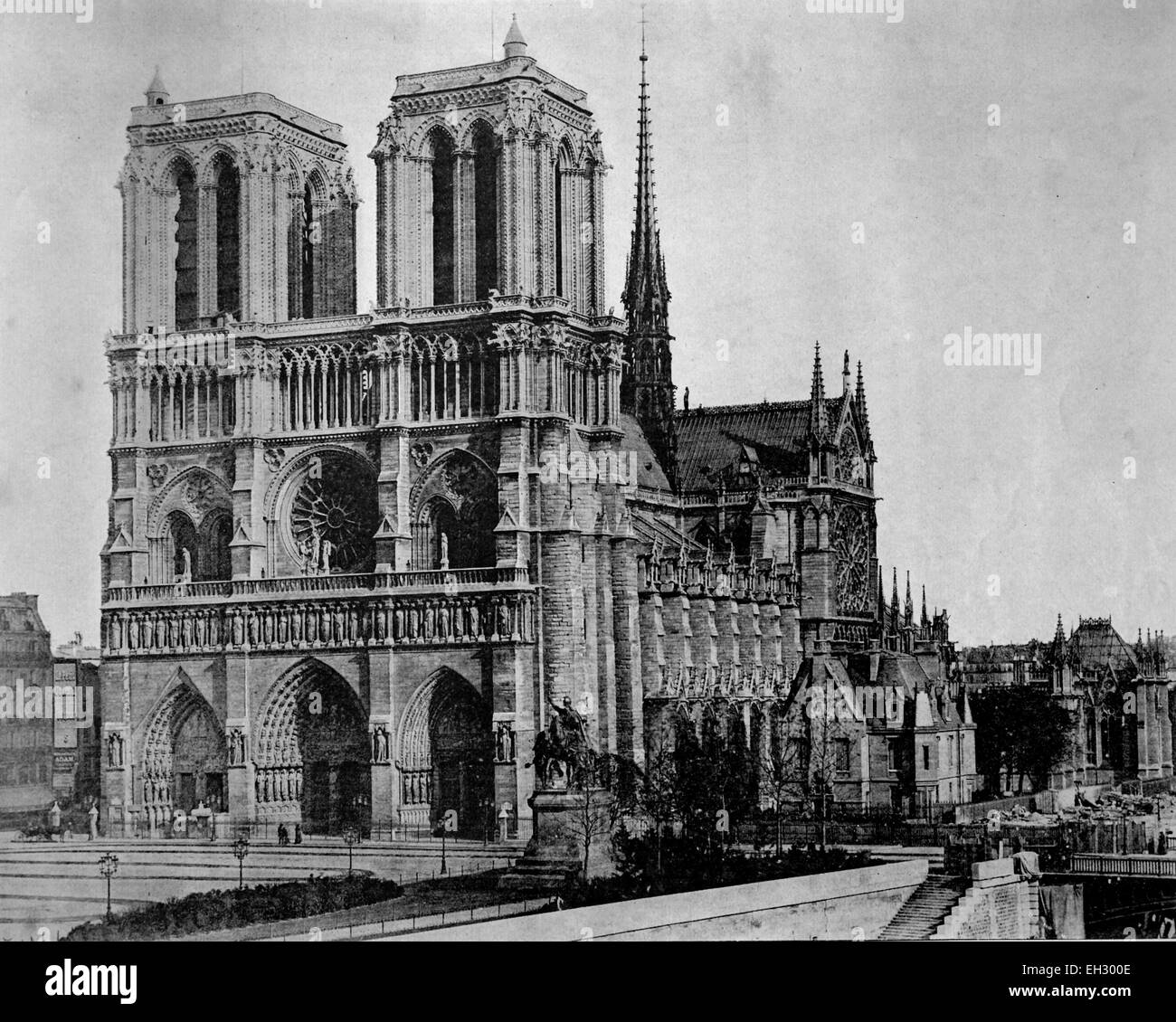 One of the first autotype photographs of Notre Dame Cathedral in Paris
