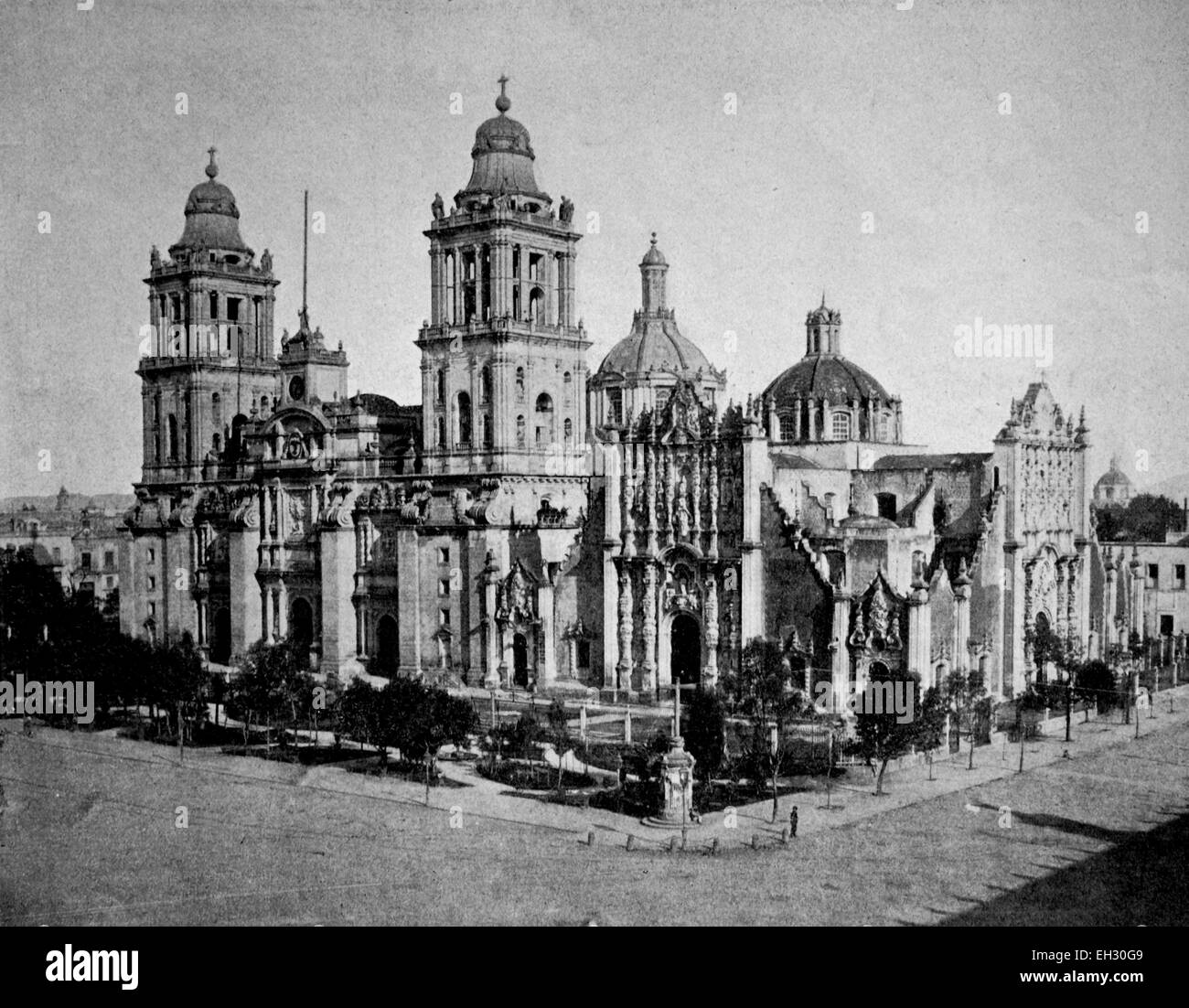 Early autotype of the Cathedral of Mexico City, Mexico, America, 1880 Stock Photo