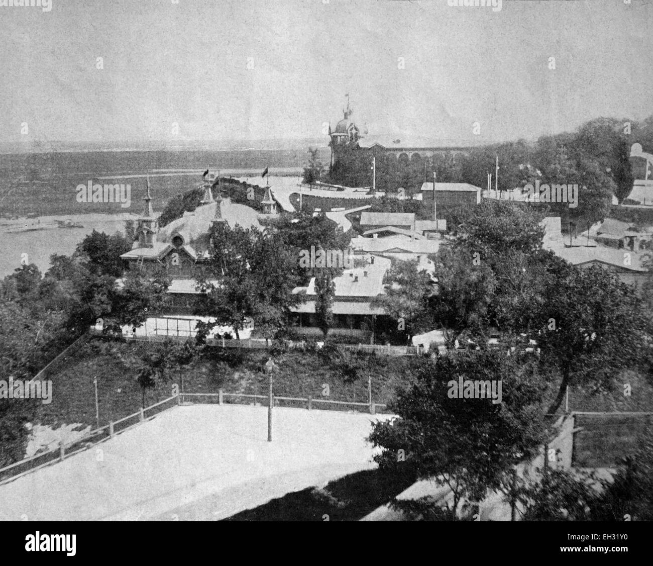 One of the first autotypes of the Monument of St. Vladimir, Kiev, Ukraine, historical photograph, 1884 Stock Photo