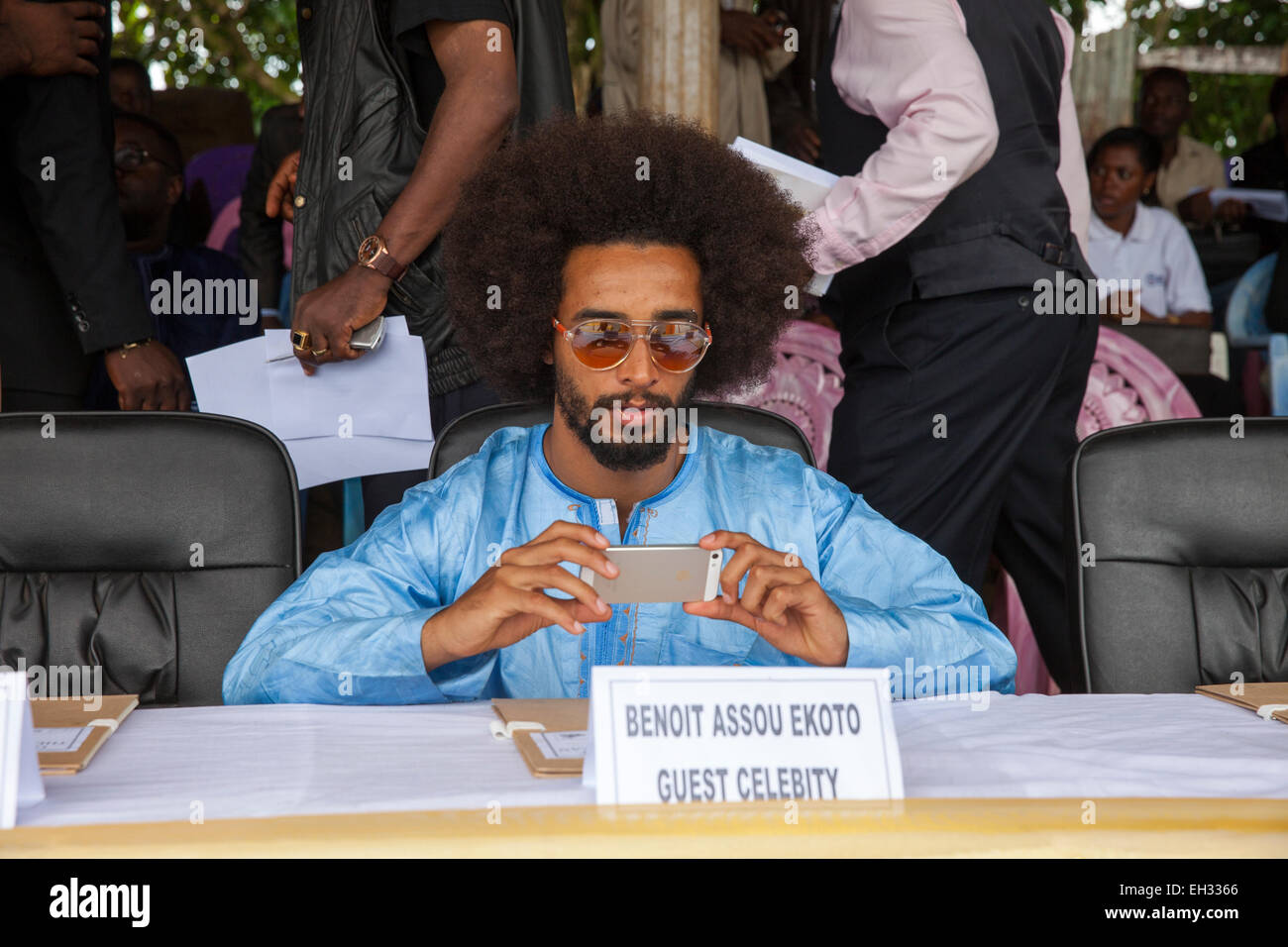 Bamenda, Cameroon, July 2013: Benoit Assou-Ekotto at a ceremony to celebrate the 250 millionth treatment for River Blindness. Stock Photo