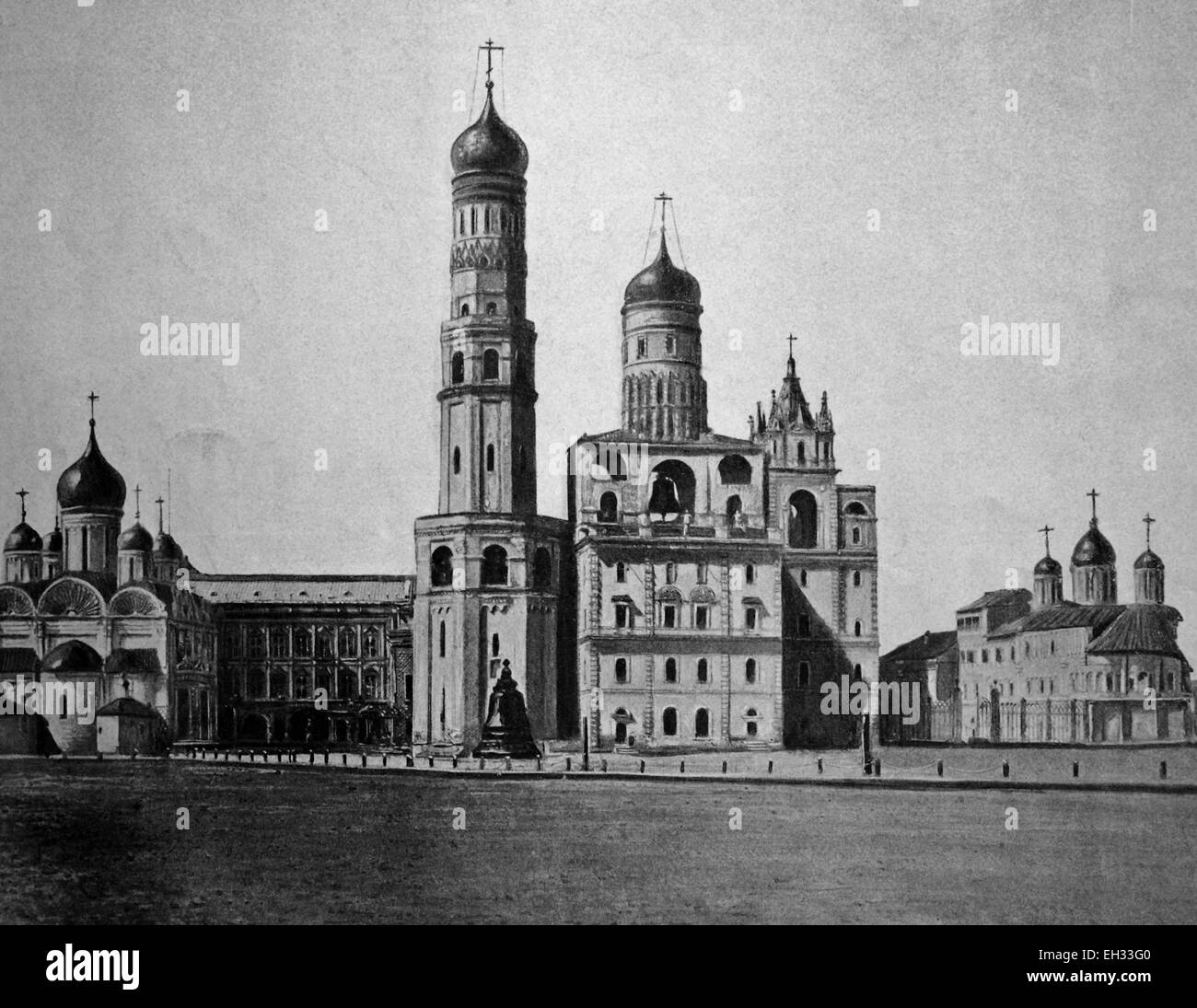 Early autotype of the Kremlin, Moscow, Russia, historical picture, 1884 Stock Photo
