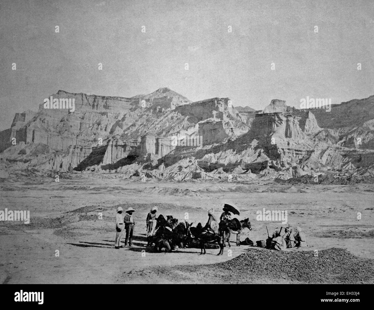 Early autotype of the desert of Beloutchistan, 1884 Stock Photo