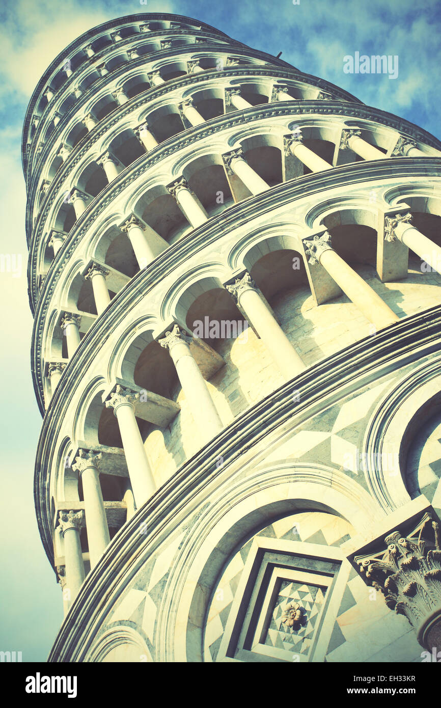 The Leaning Tower of Pisa, Italy. Retro style filtred Stock Photo