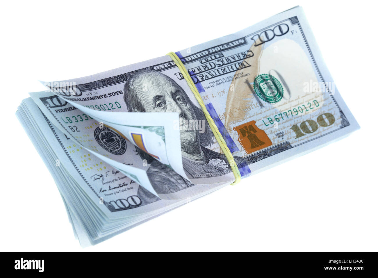 Bundle of dollars isolated over the white background Stock Photo