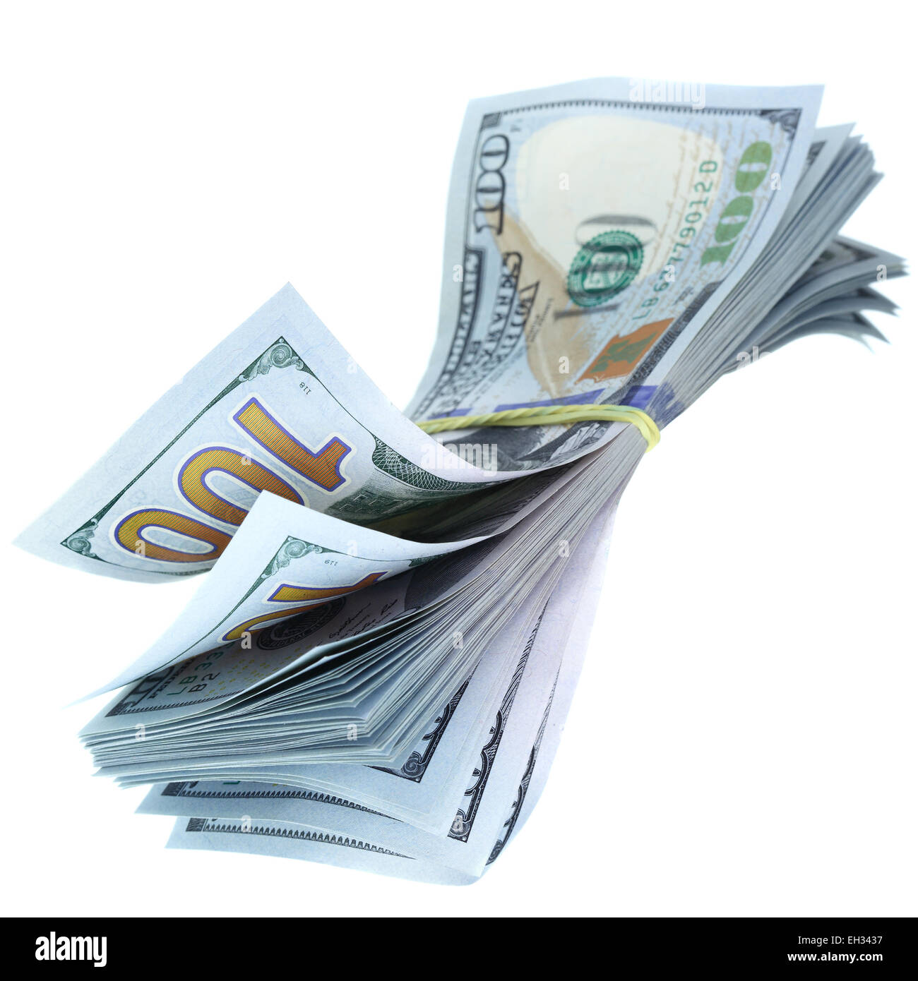Bundle of US dollars isolated over the white background Stock Photo