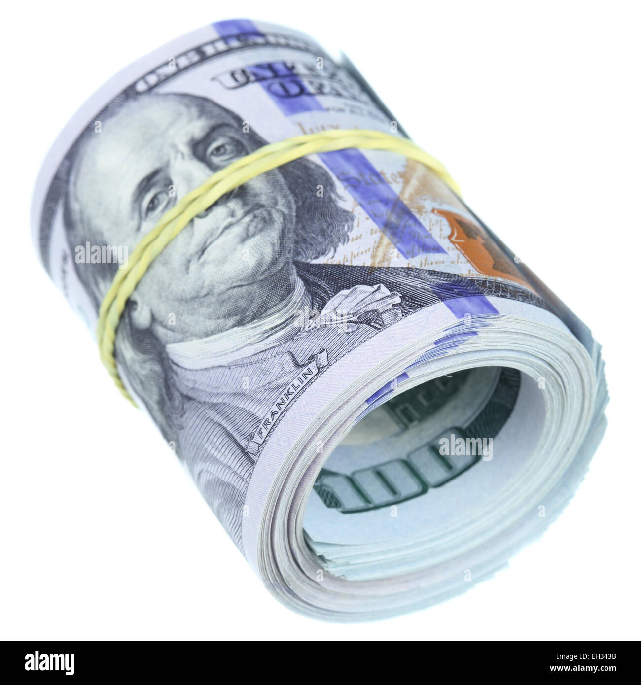Roll of US dollars isolated over the white background Stock Photo