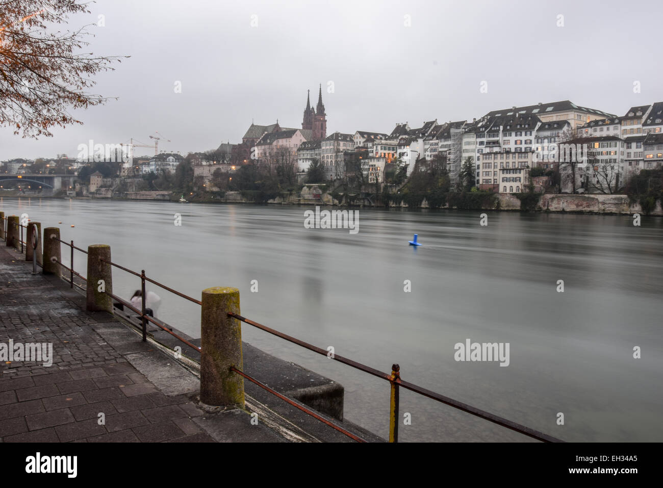 View across the Rhine to Basel Minster,Switzerland Stock Photo
