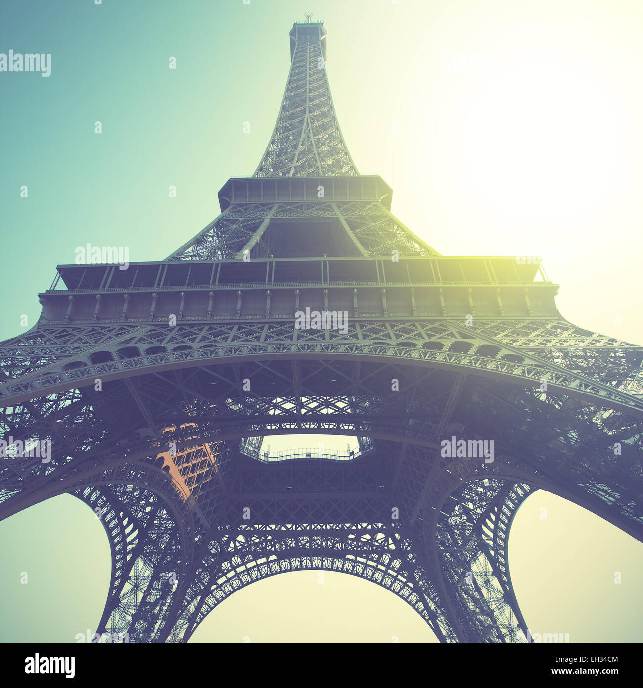 Eiffel Tower in Paris, France. Retro style filtred image Stock Photo - Alamy