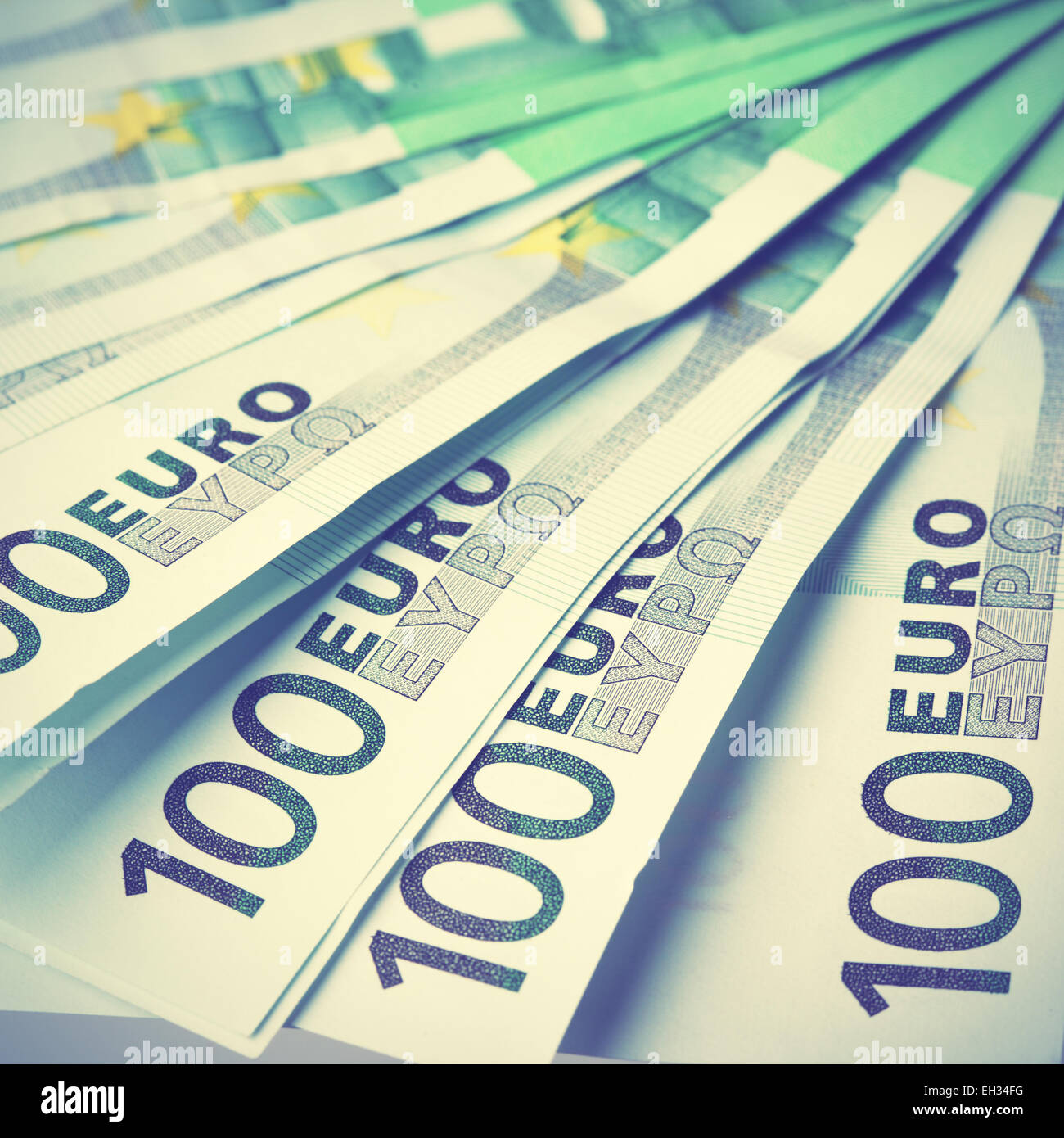 Euro banknotes close-up. Retro style filtred image Stock Photo - Alamy