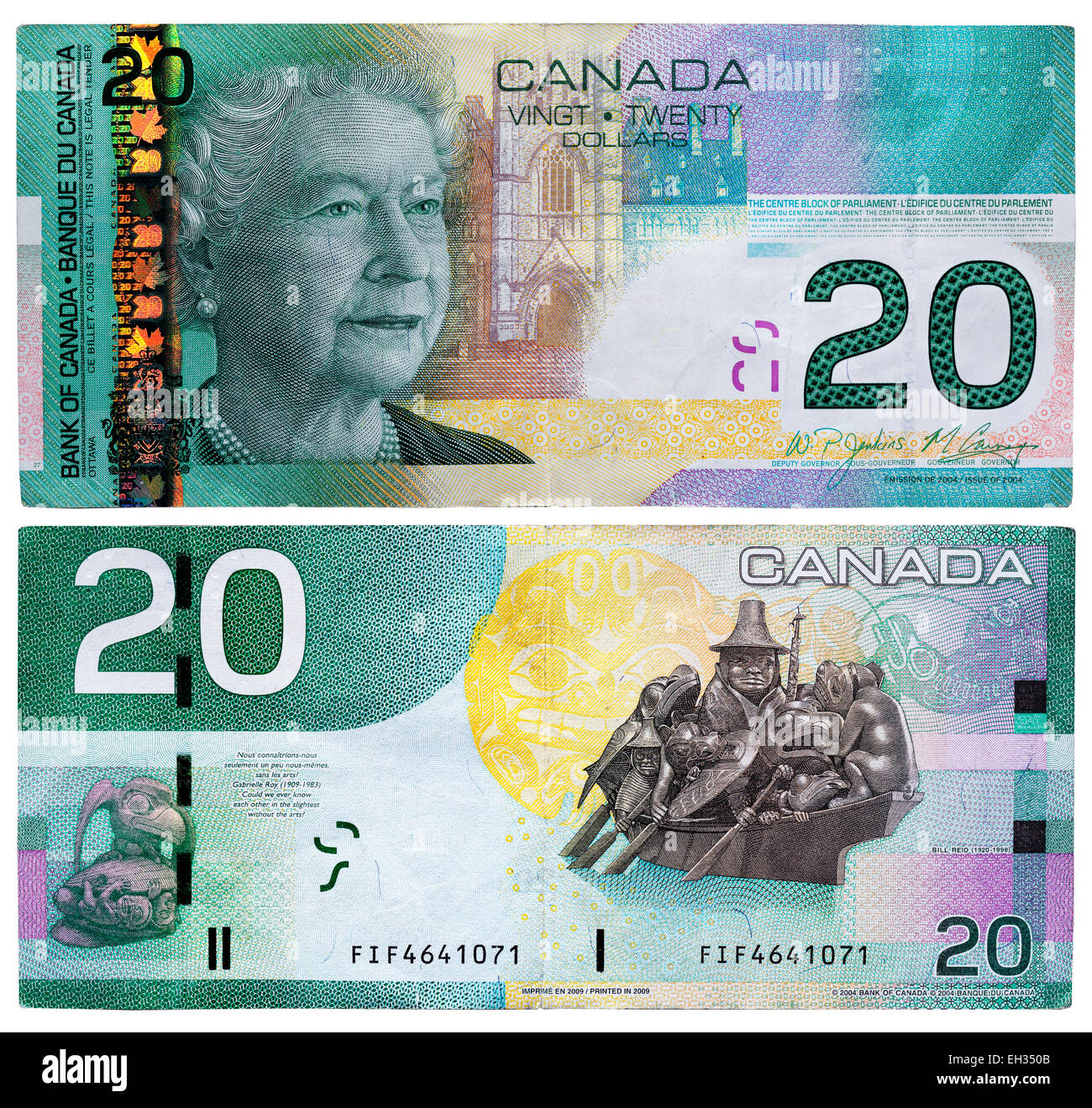 20 dollars banknote, Queen Elizabeth II, Canada, 2009 Stock Photo