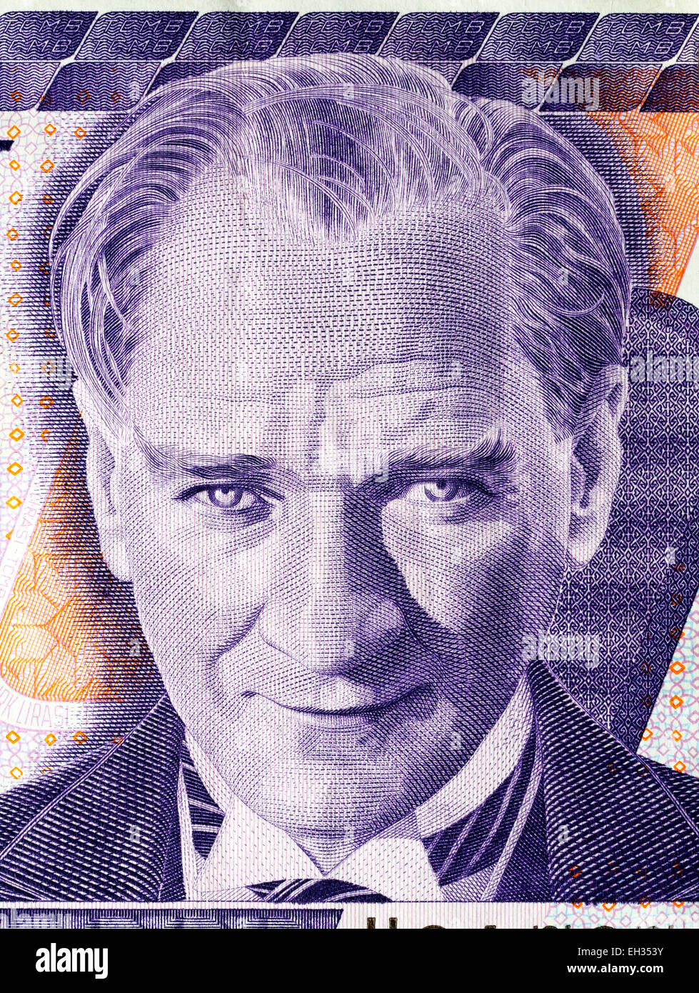 President Kemal Ataturk from 500000 lira banknote, Turkey, 1997 Stock Photo