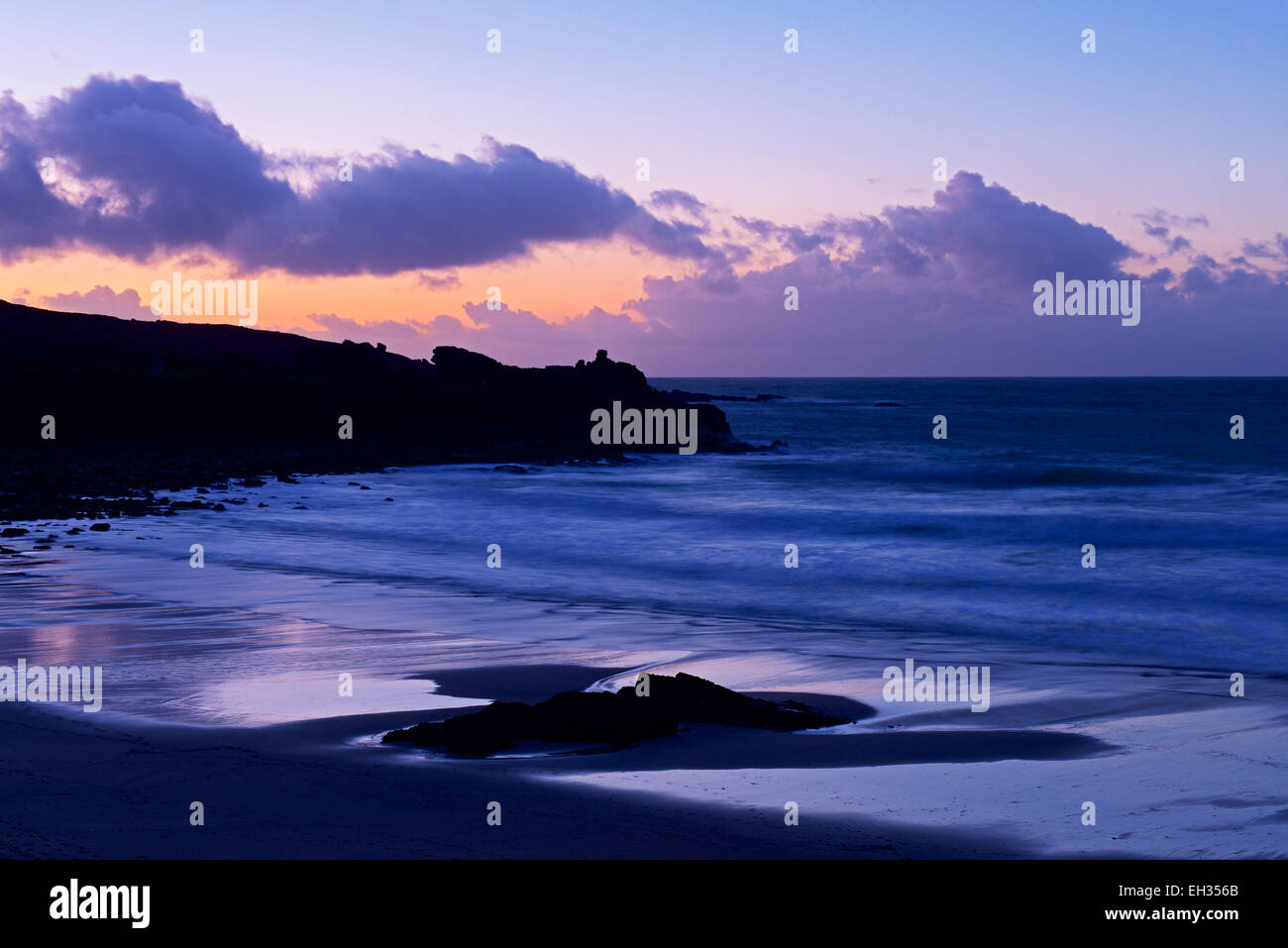 The beach at night, St Ives, Cornwall, England UK Stock Photo
