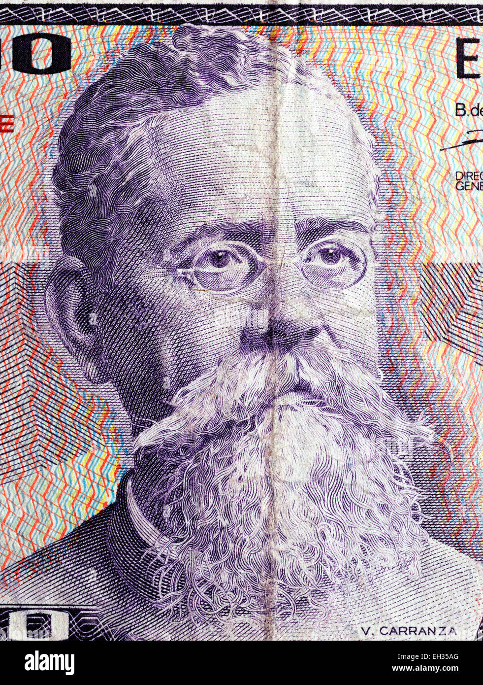 President Venustiano Carranza from 100 pesos banknote, Mexico, 1982
