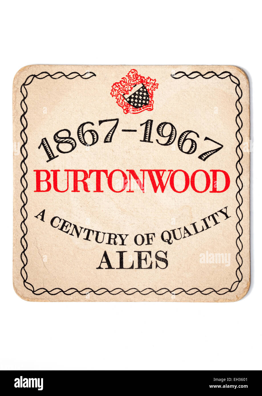 Vintage British Beermat Advertising Burtonwood Ales Stock Photo