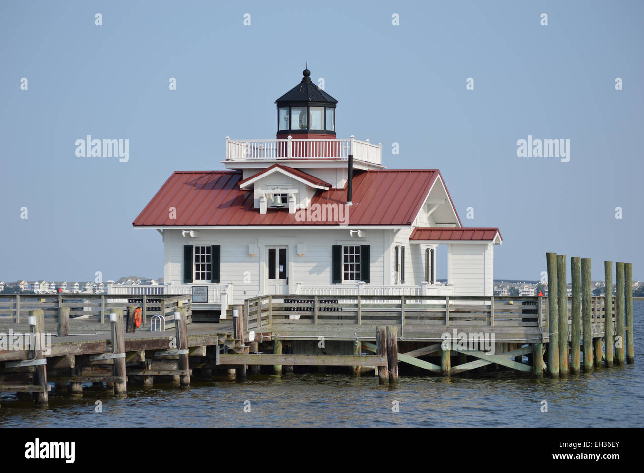 The Roanoke Marshes Lighthouse located in Manteo, North Carolina Stock