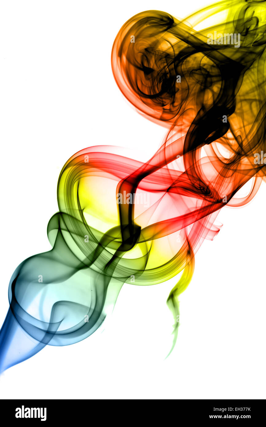 Colored Abstract smoke swirls over the white background Stock Photo - Alamy