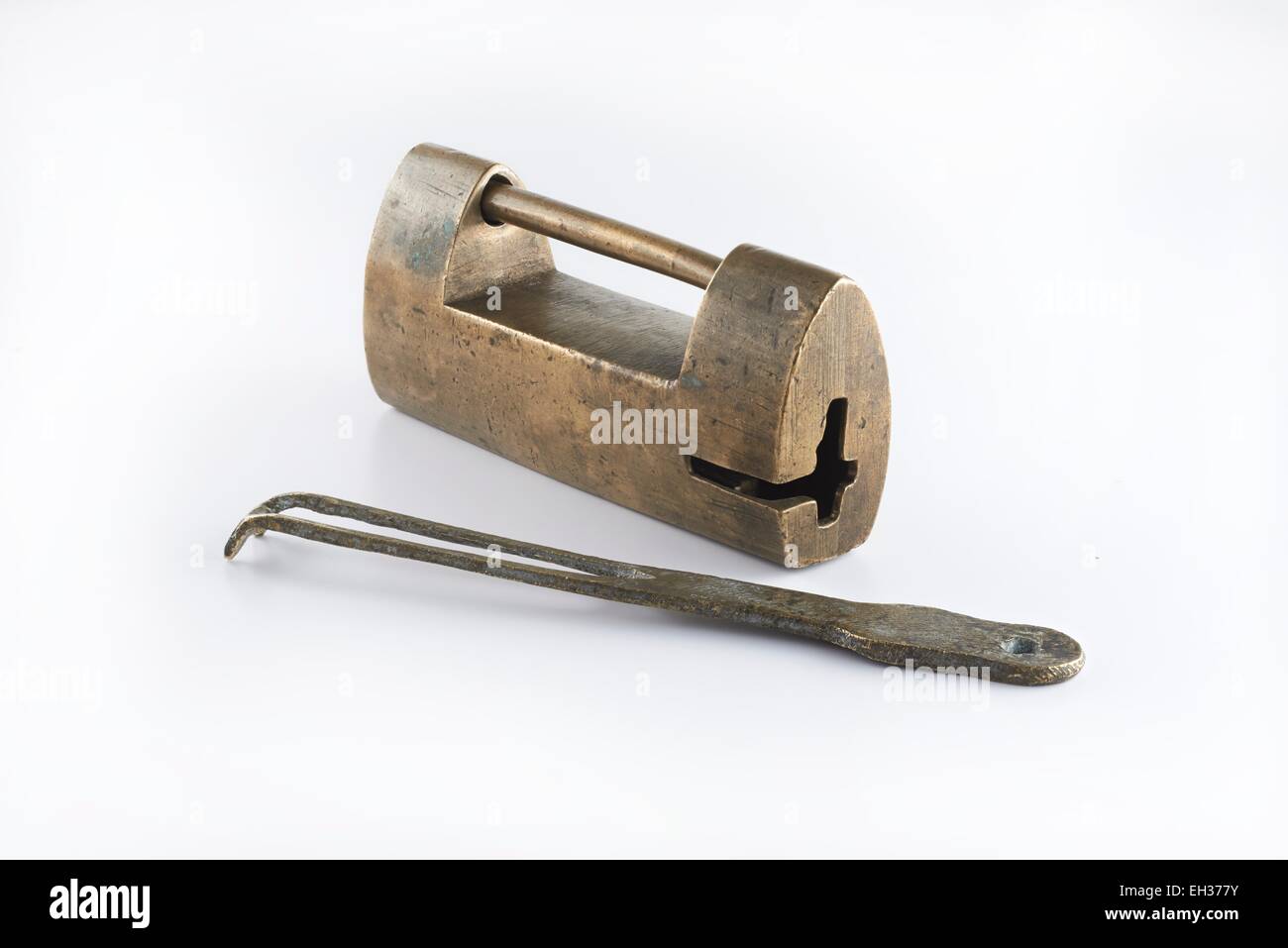 Old style lock on clean background Stock Photo Alamy