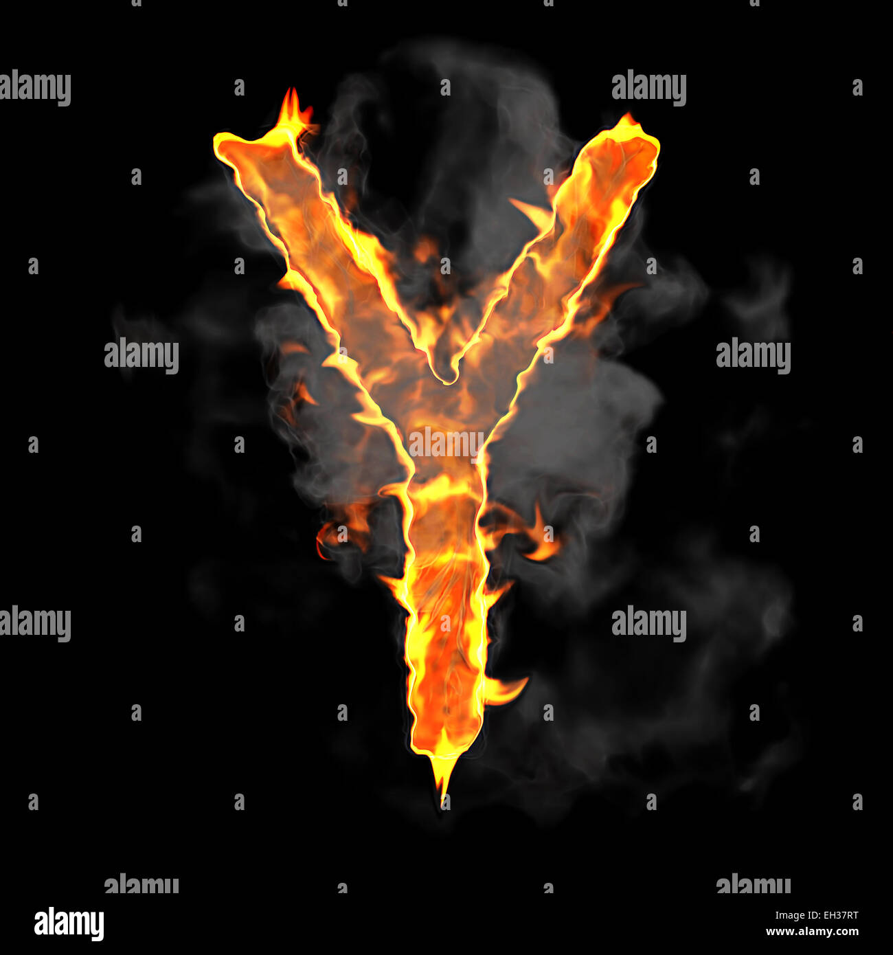 Burning and flame font Y letter over black background Stock Photo - Alamy