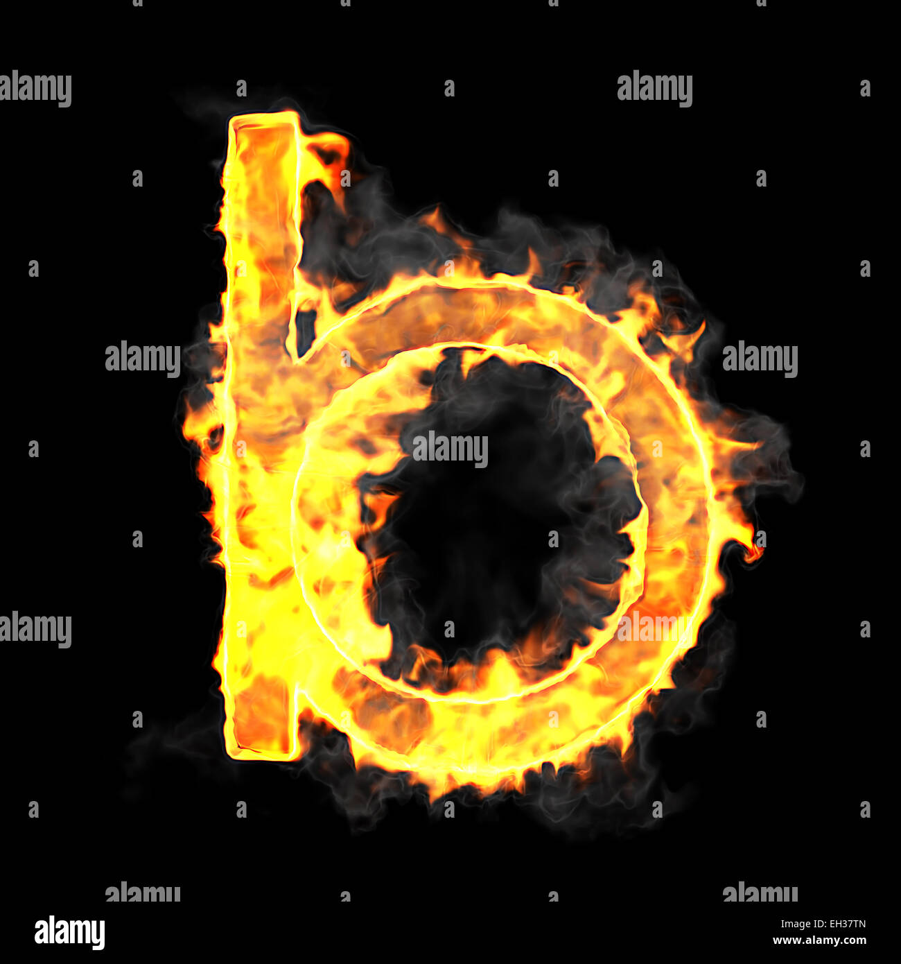 Burning and flame font B letter over black background Stock Photo