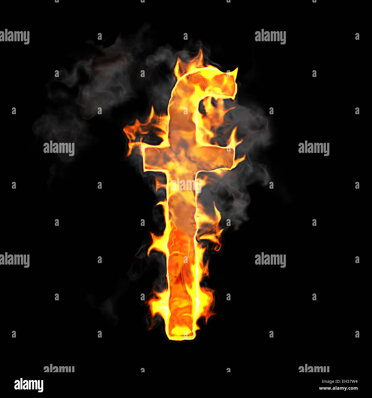 Burning and flame font F letter over black background Stock Photo